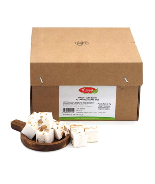 MEYVA - NOUGAT CUBE BLANC CARAMEL BEURRE SALE - ORIGINE FRANCE - 3KG